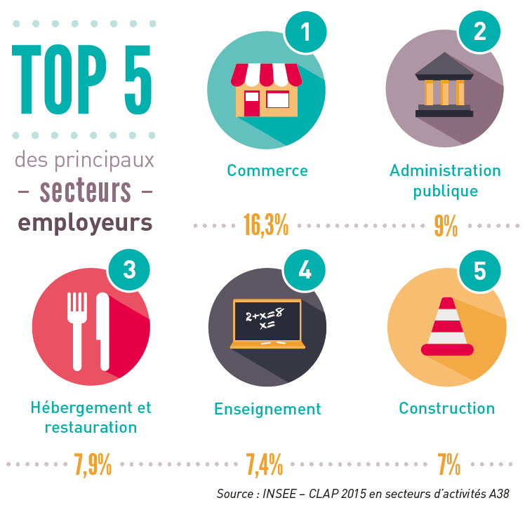 Infographie Top des secteurs employeurs dans l'Ain